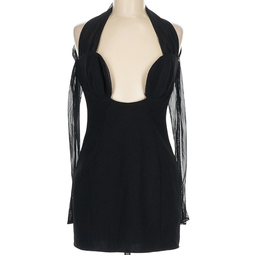 HOUSE OF CB 'Holly' Black Plunge Mini Dress